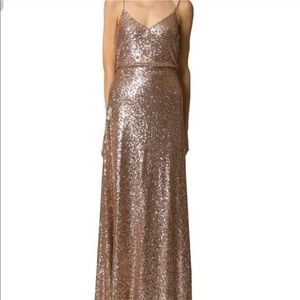 Jenny Yoo Jules Rose Gold Sequin Gown Size 10